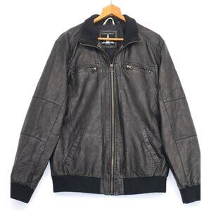 I Jeans By Buffalo Mens Faux Leather Jacket Size M Bike Rider Gompcore